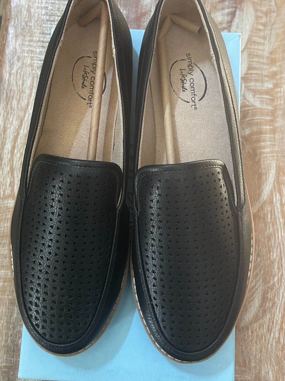 Life Stride Black Perforated Slip-On Women's Loafers